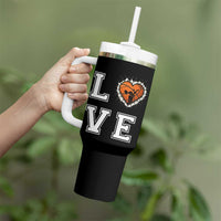Love Basketball Tumbler With Handle Cracked Ball Graphic For Sport Lover