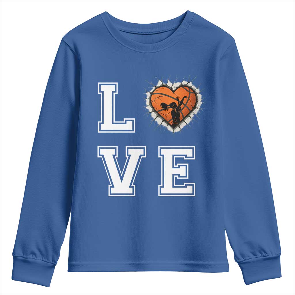 Love Basketball Youth Sweatshirt Cracked Ball Graphic For Sport Lover - Wonder Print Shop