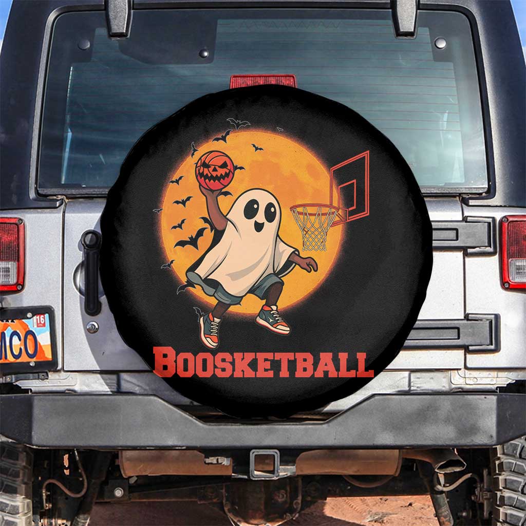 Funny Black Ghost Halloween Basketball Spare Tire Cover Boosketball Dunk Gift - Wonder Print Shop