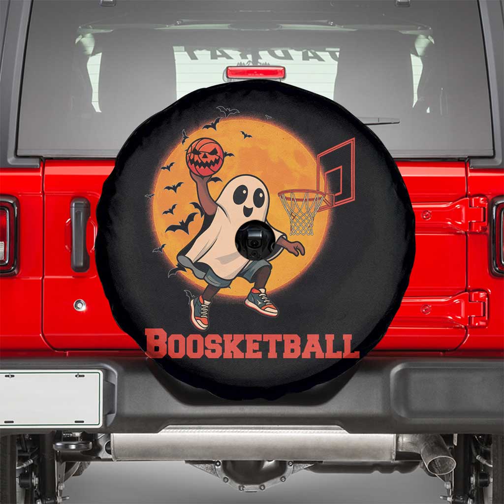 Funny Black Ghost Halloween Basketball Spare Tire Cover Boosketball Dunk Gift - Wonder Print Shop