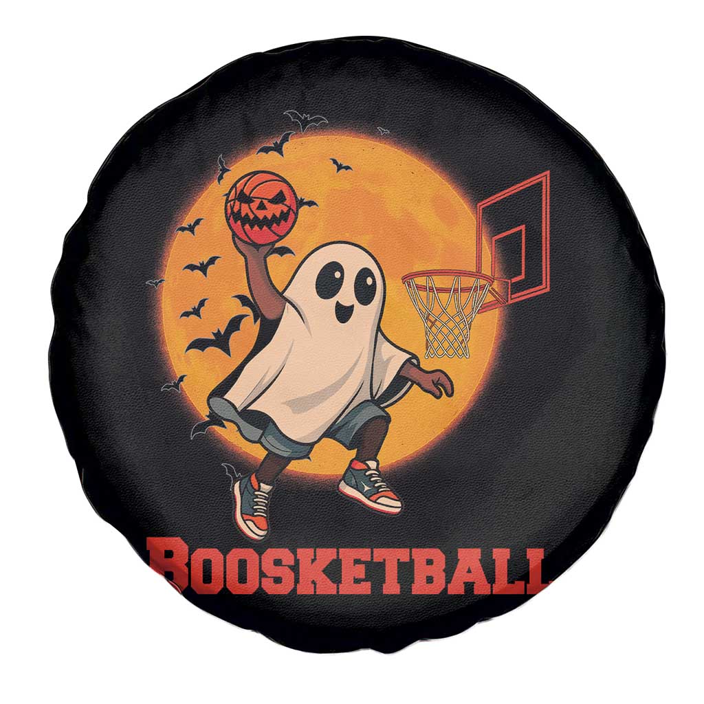Funny Black Ghost Halloween Basketball Spare Tire Cover Boosketball Dunk Gift - Wonder Print Shop