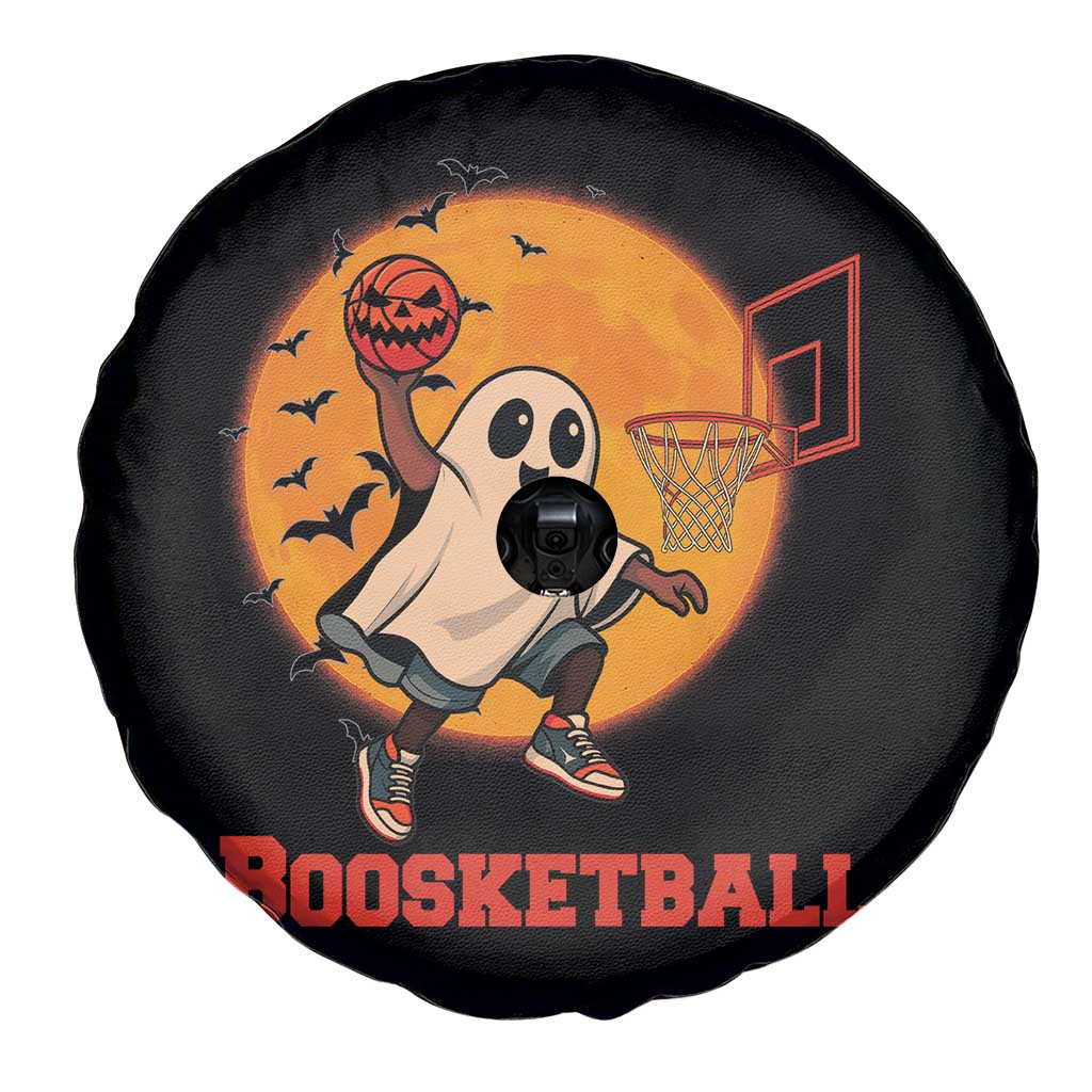 Funny Black Ghost Halloween Basketball Spare Tire Cover Boosketball Dunk Gift - Wonder Print Shop