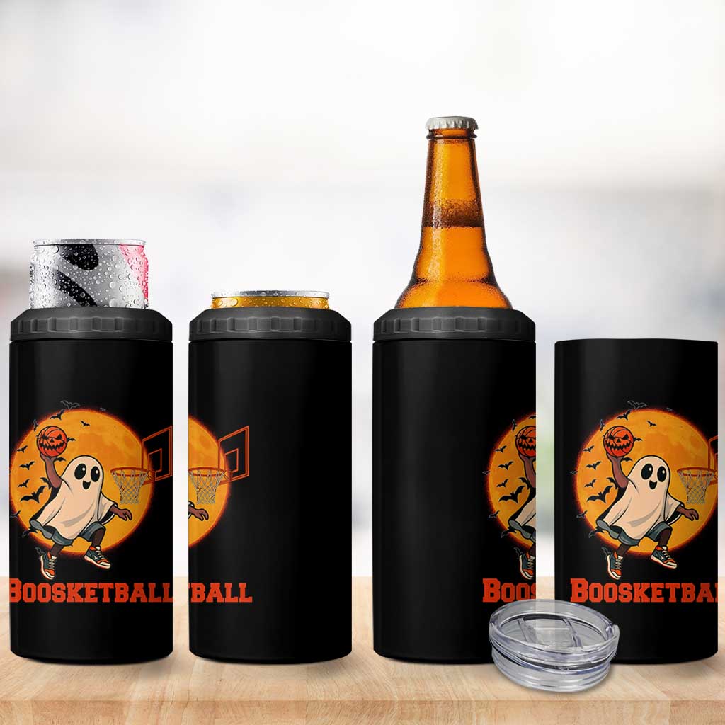 Funny Black Ghost Halloween Basketball 4 in 1 Can Cooler Tumbler Boosketball Dunk Gift