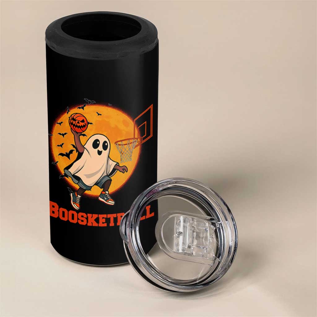 Funny Black Ghost Halloween Basketball 4 in 1 Can Cooler Tumbler Boosketball Dunk Gift