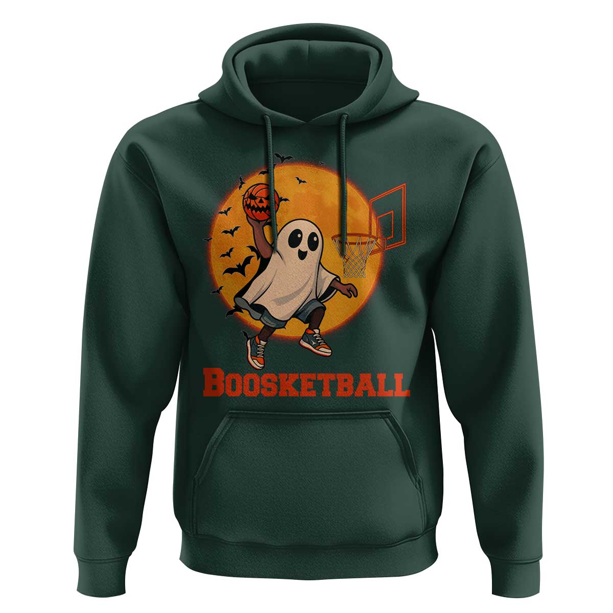 Funny Black Ghost Halloween Basketball Hoodie Boosketball Dunk Gift - Wonder Print Shop