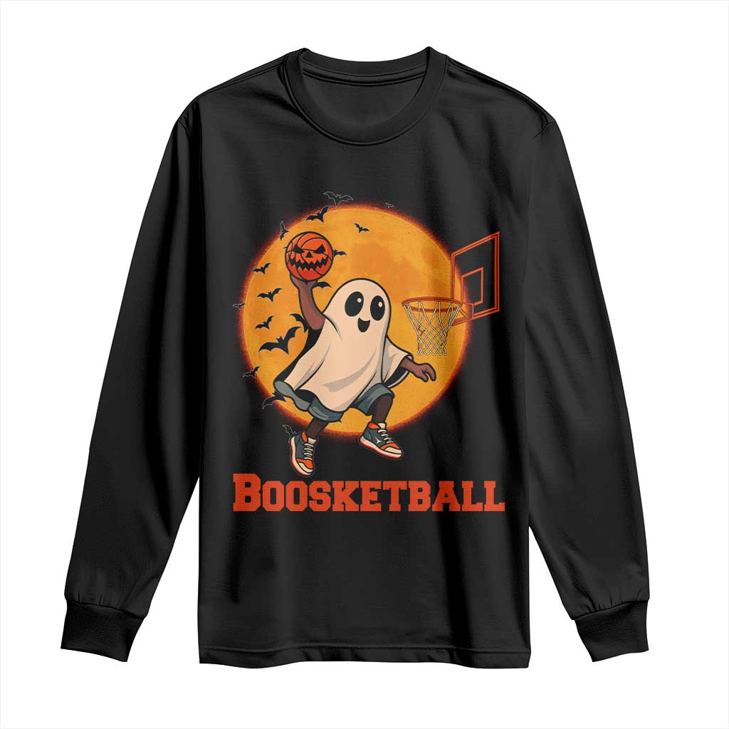 Funny Black Ghost Halloween Basketball Long Sleeve Shirt Boosketball Dunk Gift - Wonder Print Shop