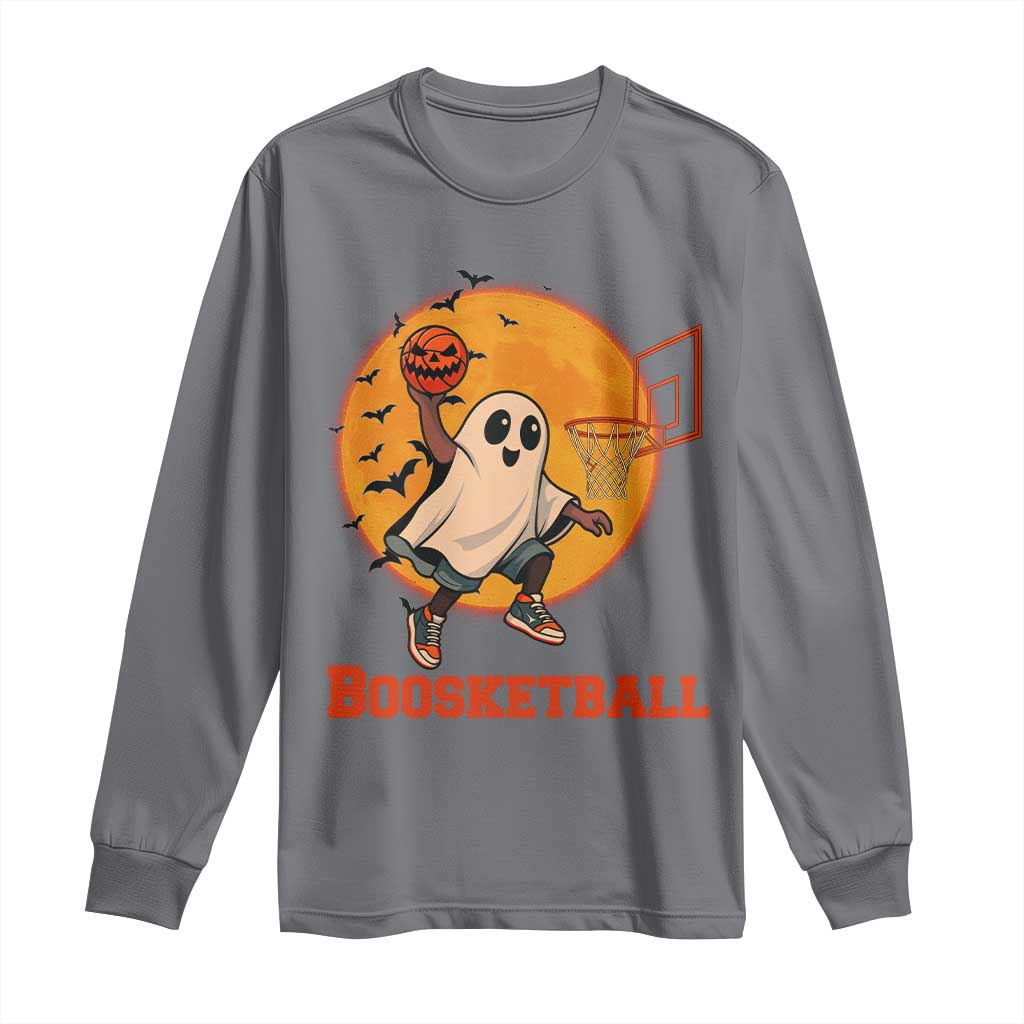 Funny Black Ghost Halloween Basketball Long Sleeve Shirt Boosketball Dunk Gift - Wonder Print Shop