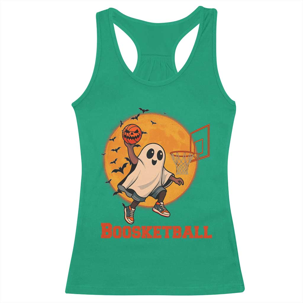 Funny Black Ghost Halloween Basketball Racerback Tank Top Boosketball Dunk Gift - Wonder Print Shop
