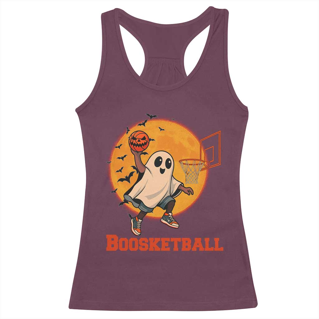 Funny Black Ghost Halloween Basketball Racerback Tank Top Boosketball Dunk Gift - Wonder Print Shop