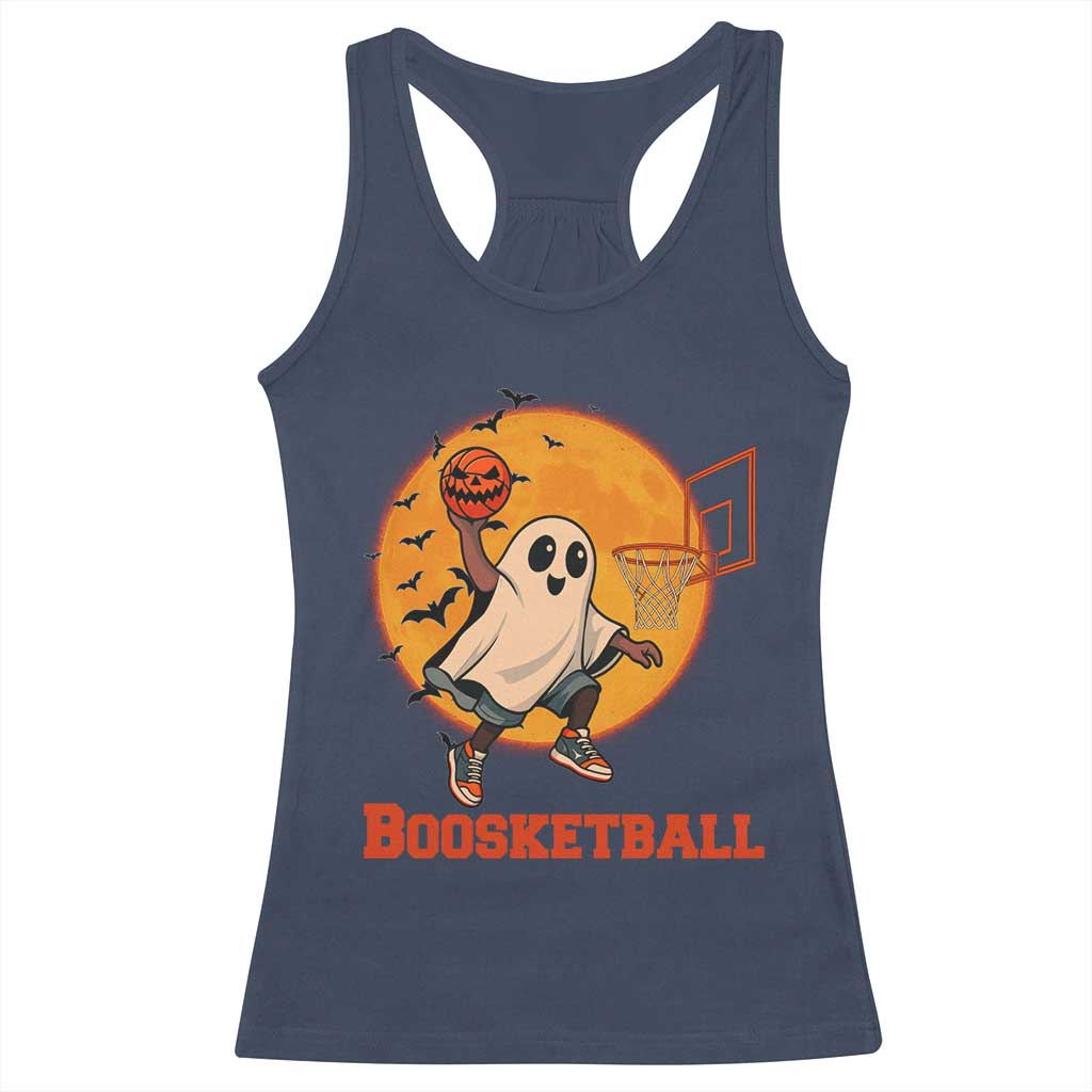 Funny Black Ghost Halloween Basketball Racerback Tank Top Boosketball Dunk Gift - Wonder Print Shop