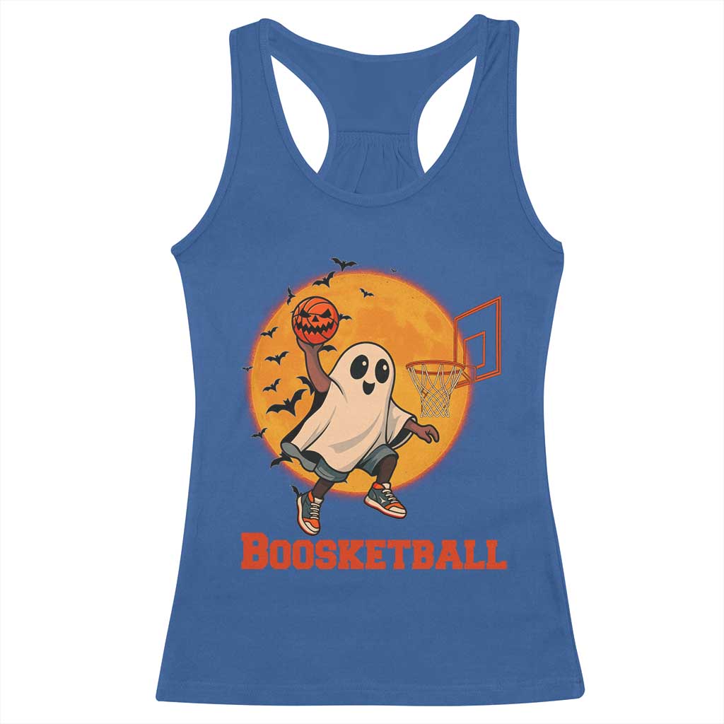 Funny Black Ghost Halloween Basketball Racerback Tank Top Boosketball Dunk Gift - Wonder Print Shop