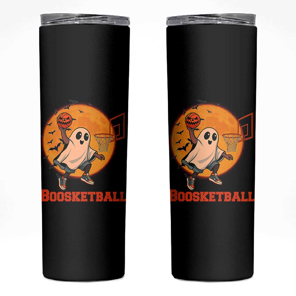 Funny Black Ghost Halloween Basketball Skinny Tumbler Boosketball Dunk Gift