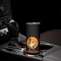 Funny Black Ghost Halloween Basketball Skinny Tumbler Boosketball Dunk Gift