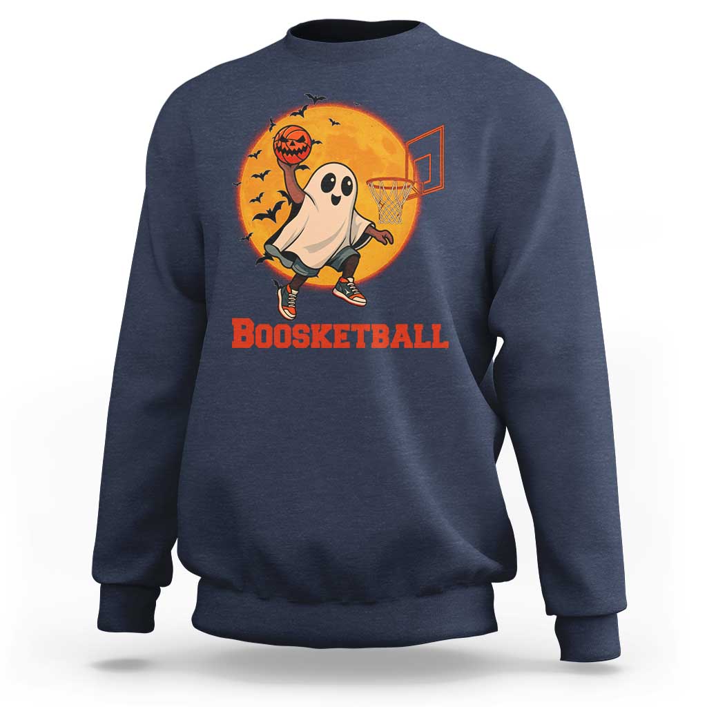 Funny Black Ghost Halloween Basketball Sweatshirt Boosketball Dunk Gift - Wonder Print Shop