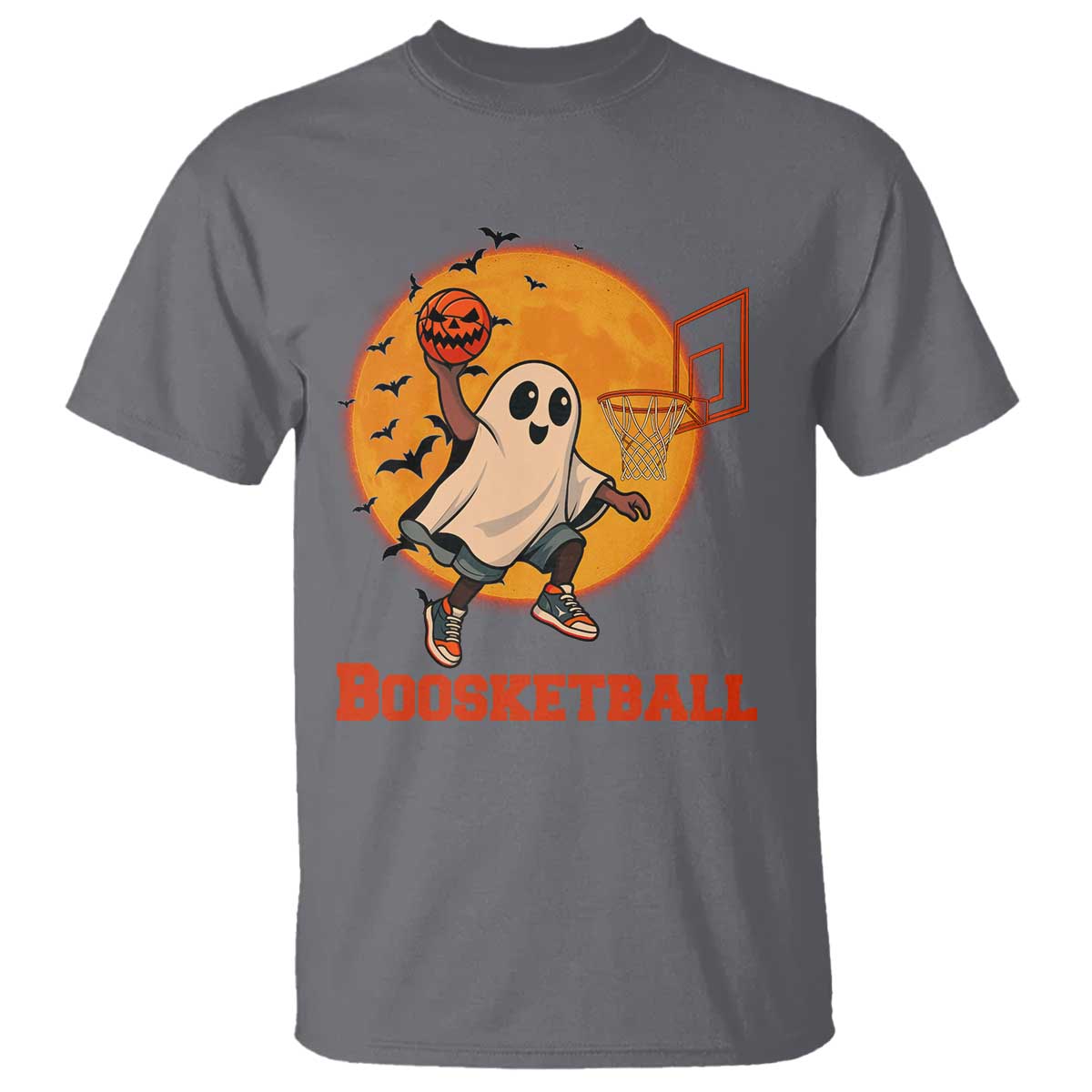 Funny Black Ghost Halloween Basketball T Shirt Boosketball Dunk Gift - Wonder Print Shop