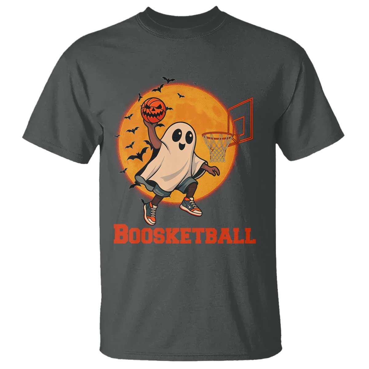 Funny Black Ghost Halloween Basketball T Shirt Boosketball Dunk Gift - Wonder Print Shop