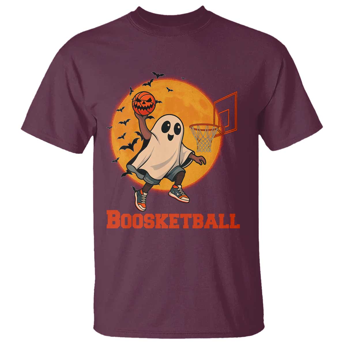 Funny Black Ghost Halloween Basketball T Shirt Boosketball Dunk Gift - Wonder Print Shop