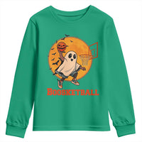 Funny Black Ghost Halloween Basketball Youth Sweatshirt Boosketball Dunk Gift - Wonder Print Shop