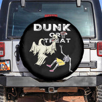 Halloween Dunk Or Treat Spare Tire Cover Funny Skeleton And Ghost Playing Basketball - Wonder Print Shop