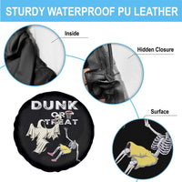 Halloween Dunk Or Treat Spare Tire Cover Funny Skeleton And Ghost Playing Basketball - Wonder Print Shop