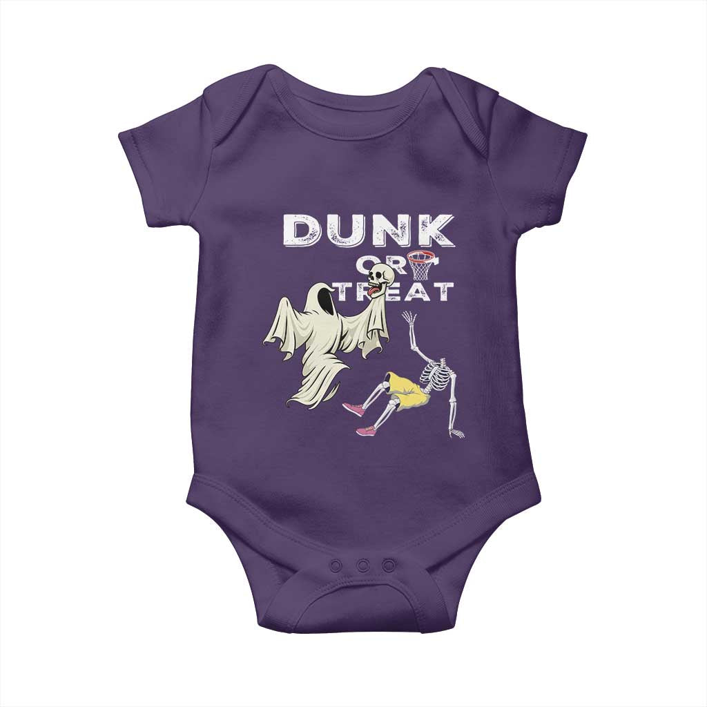 Halloween Dunk Or Treat Baby Onesie Funny Skeleton And Ghost Playing Basketball - Wonder Print Shop