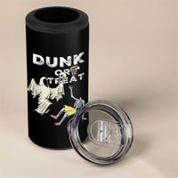 Halloween Dunk Or Treat 4 in 1 Can Cooler Tumbler Funny Skeleton And Ghost Playing Basketball