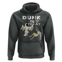 Halloween Dunk Or Treat Hoodie Funny Skeleton And Ghost Playing Basketball - Wonder Print Shop