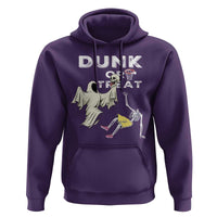 Halloween Dunk Or Treat Hoodie Funny Skeleton And Ghost Playing Basketball - Wonder Print Shop