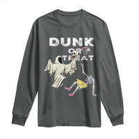 Halloween Dunk Or Treat Long Sleeve Shirt Funny Skeleton And Ghost Playing Basketball - Wonder Print Shop