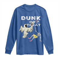 Halloween Dunk Or Treat Long Sleeve Shirt Funny Skeleton And Ghost Playing Basketball - Wonder Print Shop