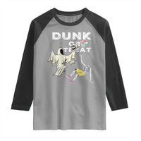 Halloween Dunk Or Treat Raglan Shirt Funny Skeleton And Ghost Playing Basketball - Wonder Print Shop