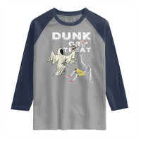 Halloween Dunk Or Treat Raglan Shirt Funny Skeleton And Ghost Playing Basketball - Wonder Print Shop