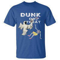 Halloween Dunk Or Treat T Shirt Funny Skeleton And Ghost Playing Basketball - Wonder Print Shop