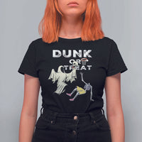Halloween Dunk Or Treat T Shirt For Women Funny Skeleton And Ghost Playing Basketball - Wonder Print Shop