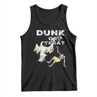Halloween Dunk Or Treat Tank Top Funny Skeleton And Ghost Playing Basketball - Wonder Print Shop