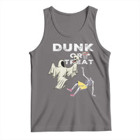 Halloween Dunk Or Treat Tank Top Funny Skeleton And Ghost Playing Basketball - Wonder Print Shop