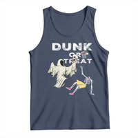 Halloween Dunk Or Treat Tank Top Funny Skeleton And Ghost Playing Basketball - Wonder Print Shop