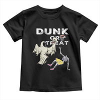 Halloween Dunk Or Treat Toddler T Shirt Funny Skeleton And Ghost Playing Basketball - Wonder Print Shop