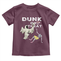 Halloween Dunk Or Treat Toddler T Shirt Funny Skeleton And Ghost Playing Basketball - Wonder Print Shop