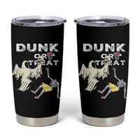 Halloween Dunk Or Treat Tumbler Cup Funny Skeleton And Ghost Playing Basketball