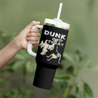 Halloween Dunk Or Treat Tumbler With Handle Funny Skeleton And Ghost Playing Basketball