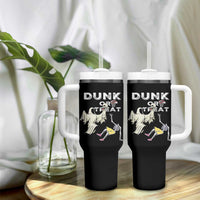 Halloween Dunk Or Treat Tumbler With Handle Funny Skeleton And Ghost Playing Basketball