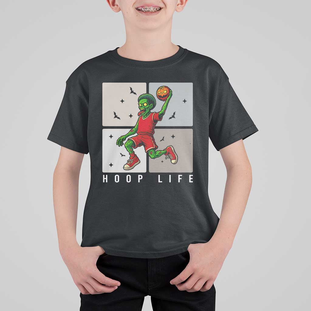Hoop Life T Shirt For Kid Halloween Zombie Basketball Spooky Game - Wonder Print Shop