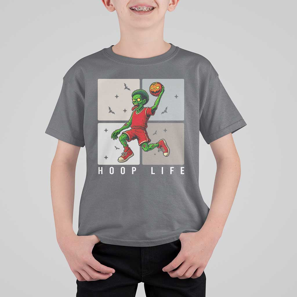 Hoop Life T Shirt For Kid Halloween Zombie Basketball Spooky Game - Wonder Print Shop