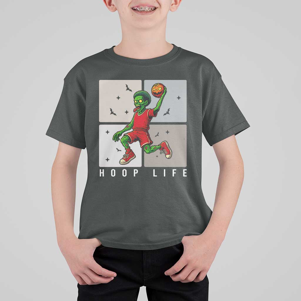Hoop Life T Shirt For Kid Halloween Zombie Basketball Spooky Game - Wonder Print Shop