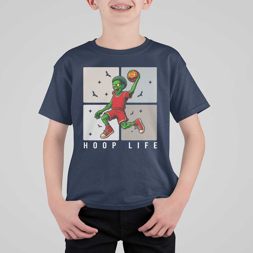 Hoop Life T Shirt For Kid Halloween Zombie Basketball Spooky Game - Wonder Print Shop