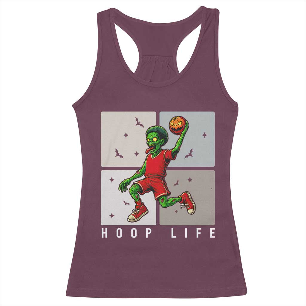 Hoop Life Racerback Tank Top Halloween Zombie Basketball Spooky Game - Wonder Print Shop