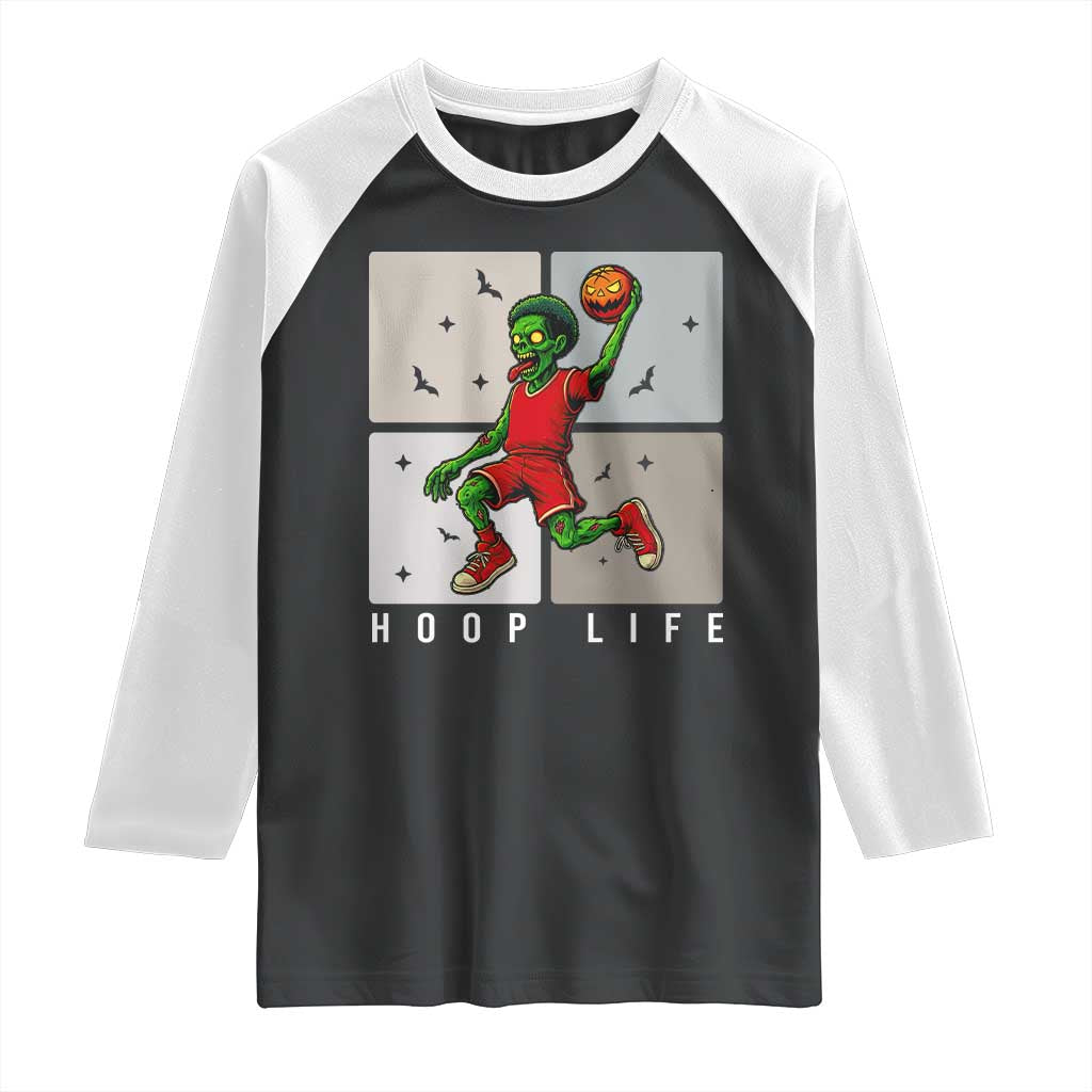 Hoop Life Raglan Shirt Halloween Zombie Basketball Spooky Game - Wonder Print Shop