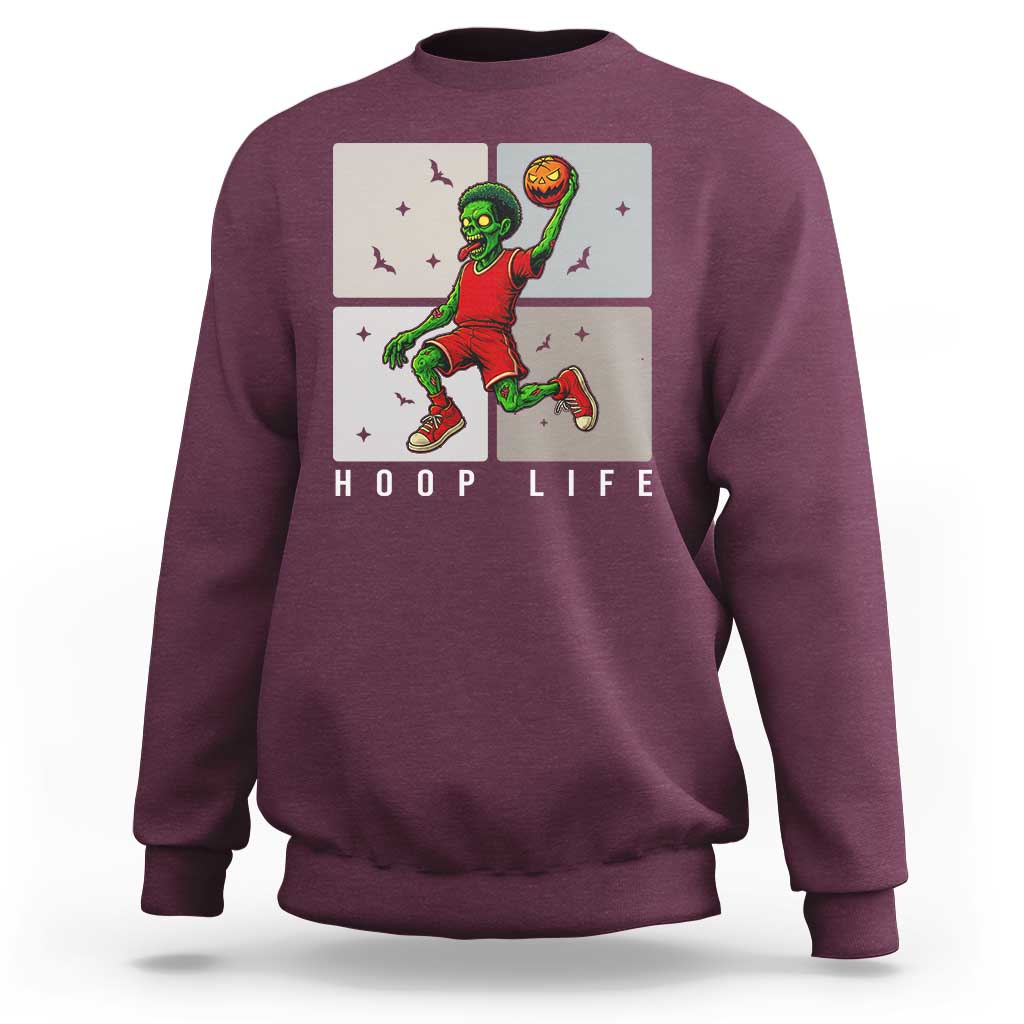 Hoop Life Sweatshirt Halloween Zombie Basketball Spooky Game - Wonder Print Shop