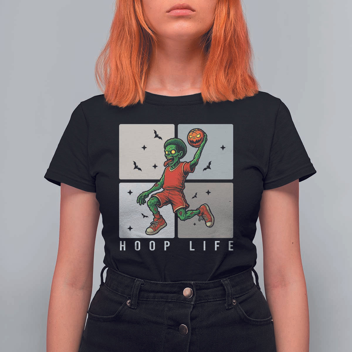 Hoop Life T Shirt For Women Halloween Zombie Basketball Spooky Game - Wonder Print Shop